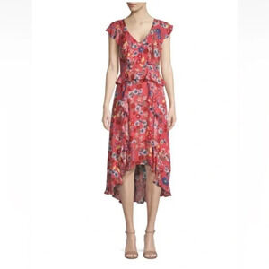 Parker Annabel Floral Ruffle Silk Midi‎ Dress Womens Size 0 (420)